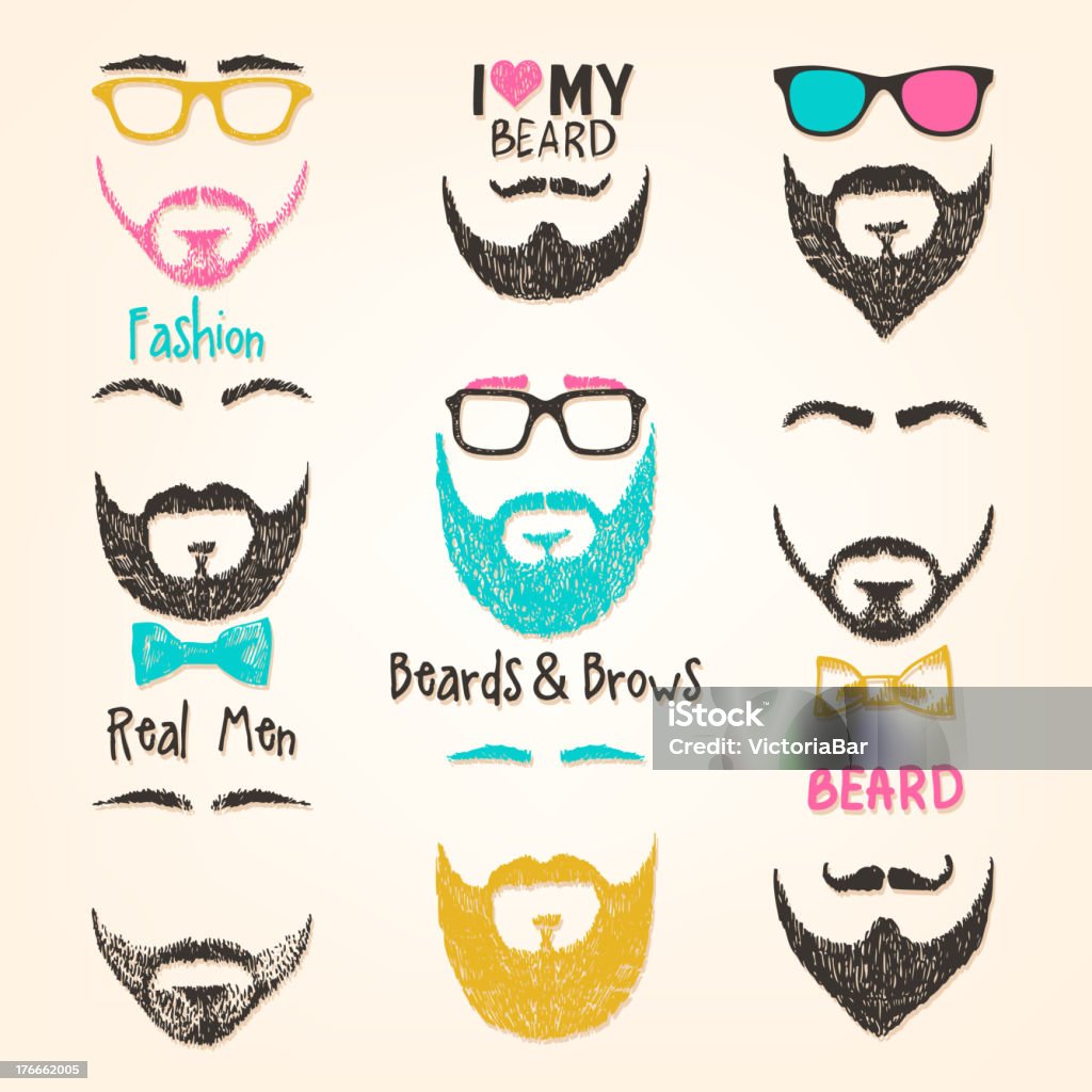 Ensemble de Moustache ET barbe - clipart vectoriel de Adulte libre de droits