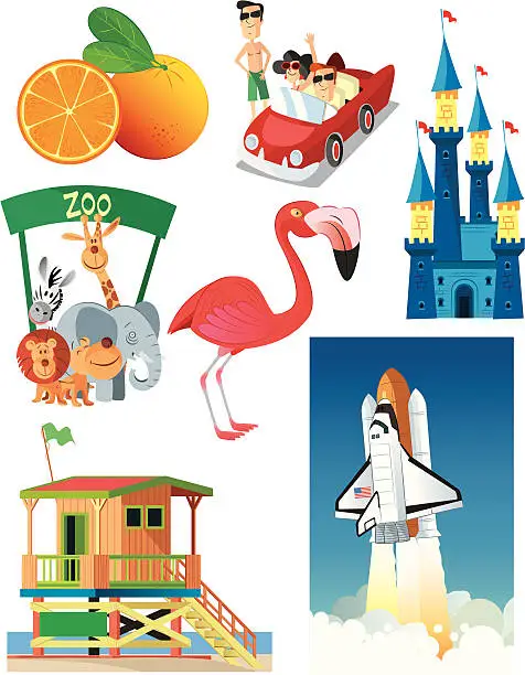 Vector illustration of Florida Symbols