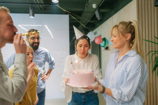 istock Birthday party in the office 1766647134