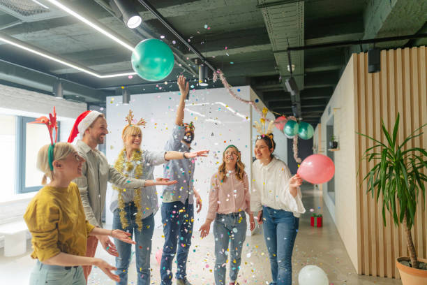 istock Christmas party in the office 1766651590