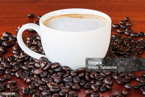 Coffee Cup And Seed Stock Photo - Download Image Now - Backgrounds, Black Color, Breakfast