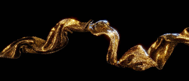 istock Shiny golden sparkling fabric on black background 3d rendering. 1766655916