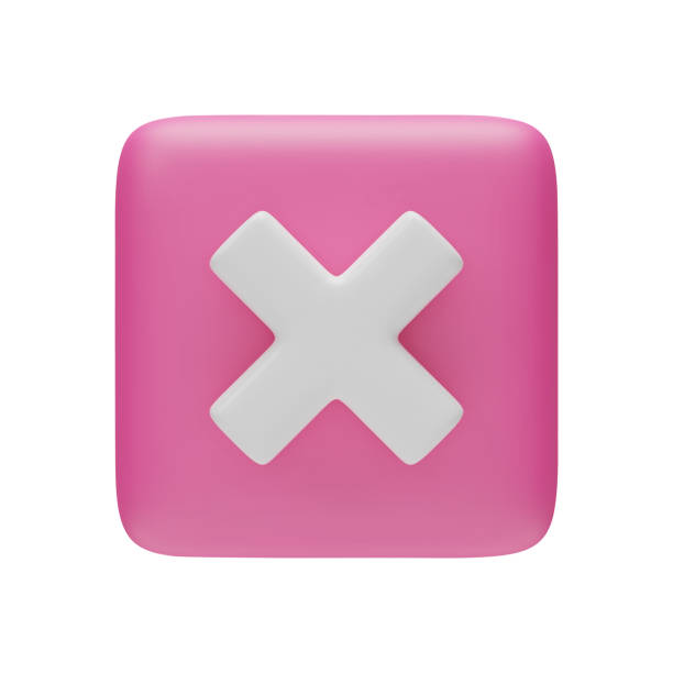 ilustrações de stock, clip art, desenhos animados e ícones de multiplication sign on pink square button, 3d mathematical symbo - letter m alphabet three dimensional shape plastic