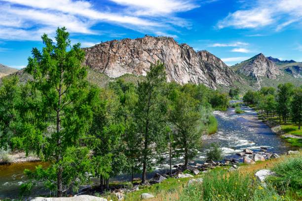 istock Tranquil river winding its way through lush green hills and trees 1766672902