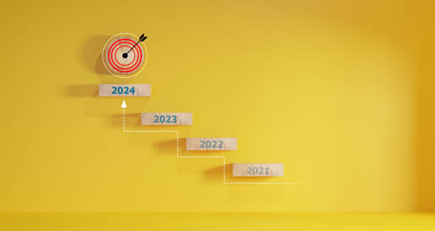istock Planning and challenge strategy in new year 2024 Concept. wooden Target objectives with business icons, goals planning. leadership, customer target 1766676194