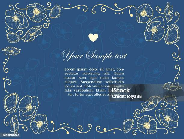 Stylish Vintage Invitation Card Stock Illustration - Download Image Now - Abstract, Blue Background, Brochure