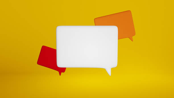 istock White Speech Bubble With Orange and Red Bubbles Yellow Background 1766700742