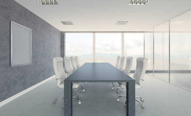istock Elegant office interior. Mixed media. 3D rendering.. Mockup.   Empty paintings 1766702966
