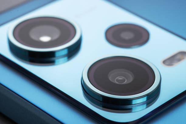 Close up of smartphone or tablet camera lens