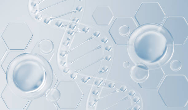 istock Cosmetic Essence, Liquid bubble, Molecule inside Liquid Bubble on DNA water splash background. 1766724627