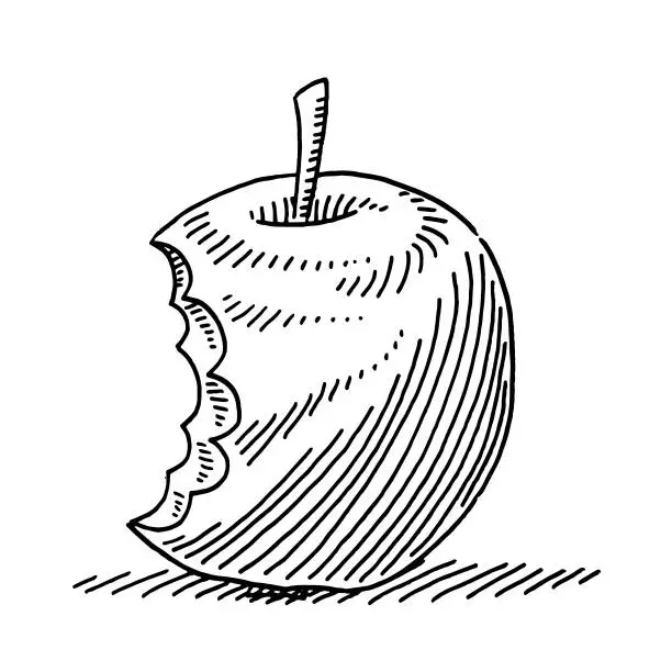 Vector illustration of Apple With Bite Drawing