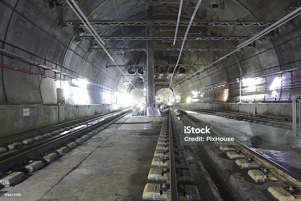 Underground Tunnels Underground metro tunnels that is being prepared for operation. Abstract Stock Photo