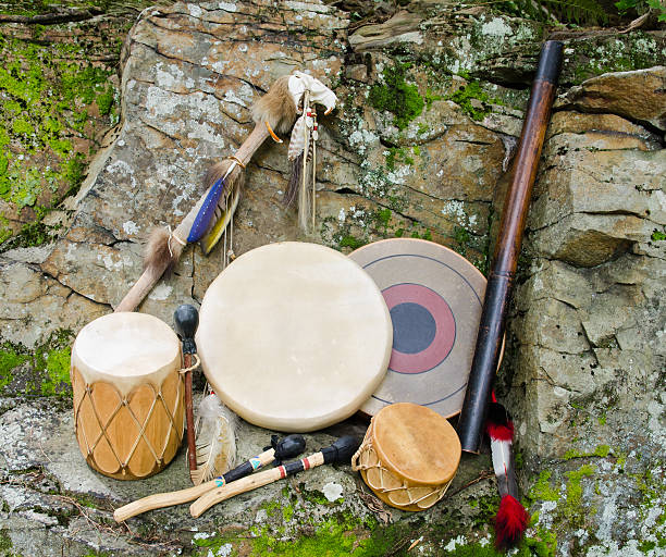 istock Native American Drums with Rain Stick and Spirit Chaser. 176673517