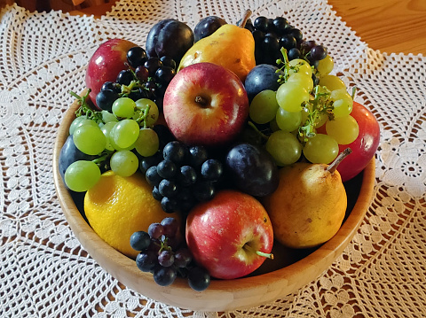 Close-up of fresh and multi-coloured organic fruits.