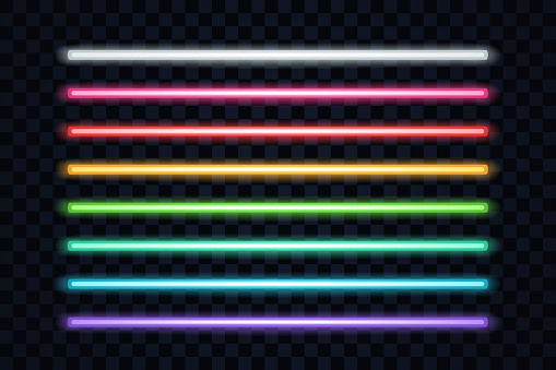 illustration of shiny different colors led lights in set isolated on dark backdrop