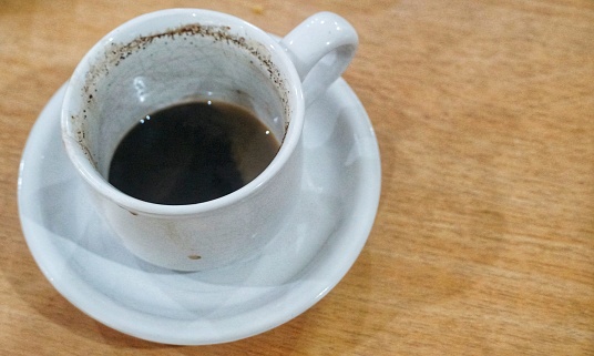 Black coffee in white coffee mug
