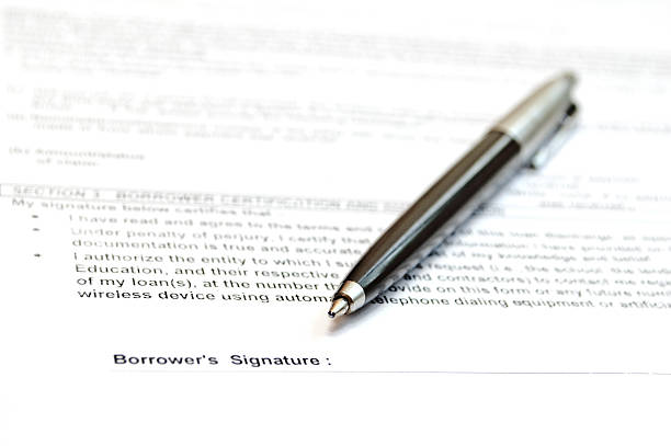 Borrower's signature stock photo