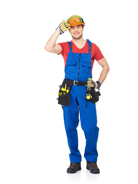 istock Handyman with tools full portrait isolated 176678386