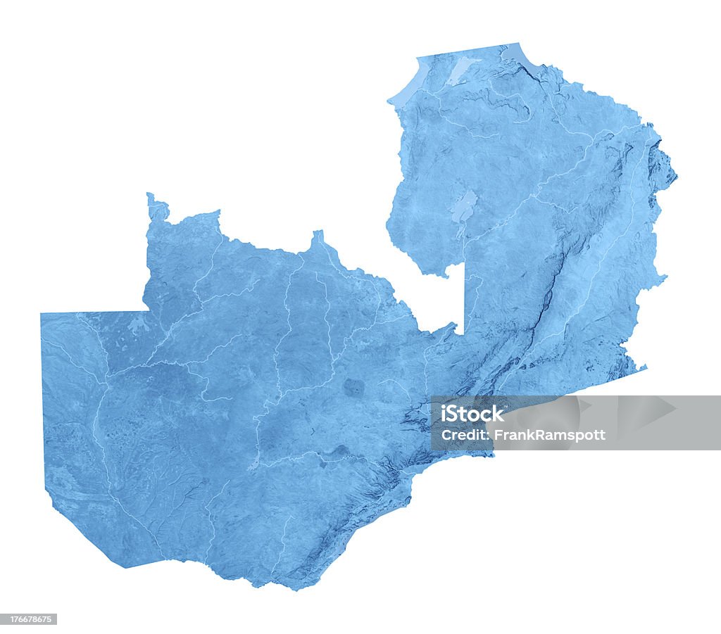 Замбия топографической карты изолированные - Стоковые фото Замбия роялти-фри