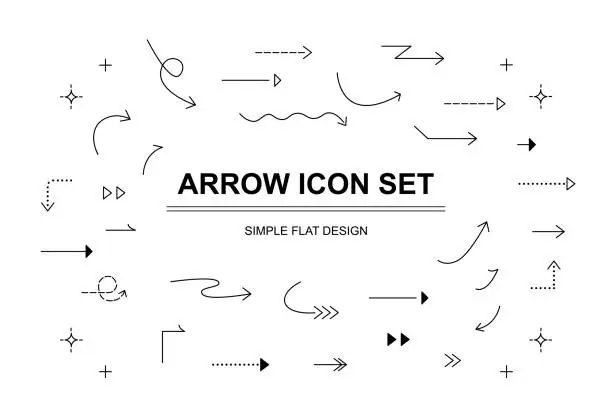 Vector illustration of Arrow vector icon set in thin line style.