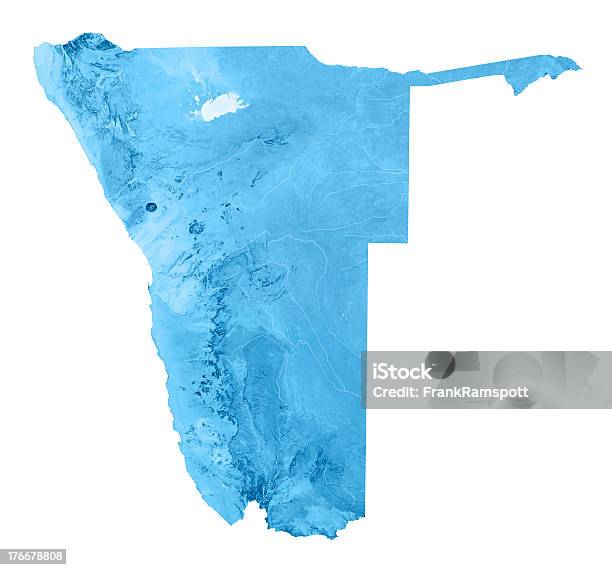 Namibia Topographic Mapa Aislado Foto de stock y más banco de imágenes de Mapa - Mapa, Namibia, Azul