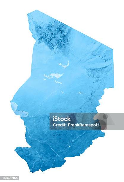 Chad Topographic Mapa Aislado Foto de stock y más banco de imágenes de Azul - Azul, Cartografía, Chad - África central