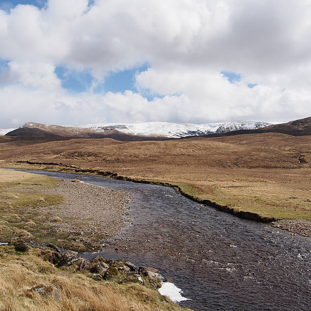 South Monadhliath mountains, river Spey west of Garva bridge, Scotland in spring