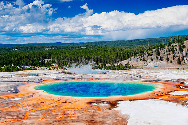 yellowstone source chaude de grand prismatic - firehole river photos et images de collection