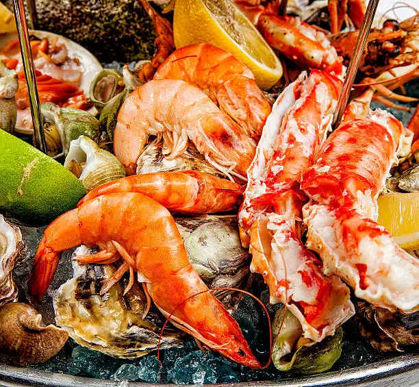 Kitchen delights of shellfish and seafood, the restaurant menu