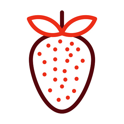 Strawberry Vector Thick Line Two Color Icons For Personal And Commercial Use.