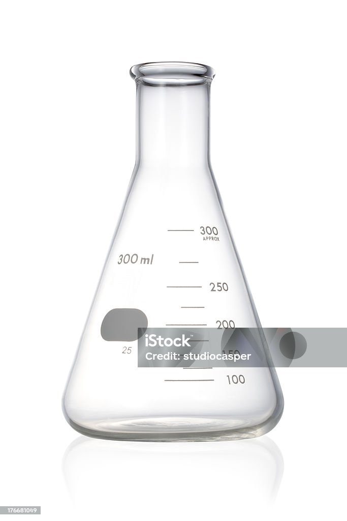 Empty Flask Empty Flask isolated on a white background with clipping path. Beaker Stock Photo