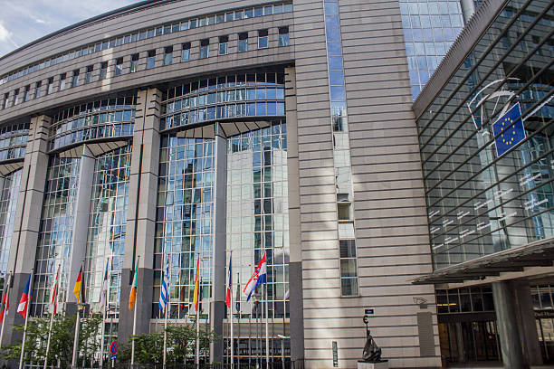istock EU parliament building in brussels with country flags 176682541