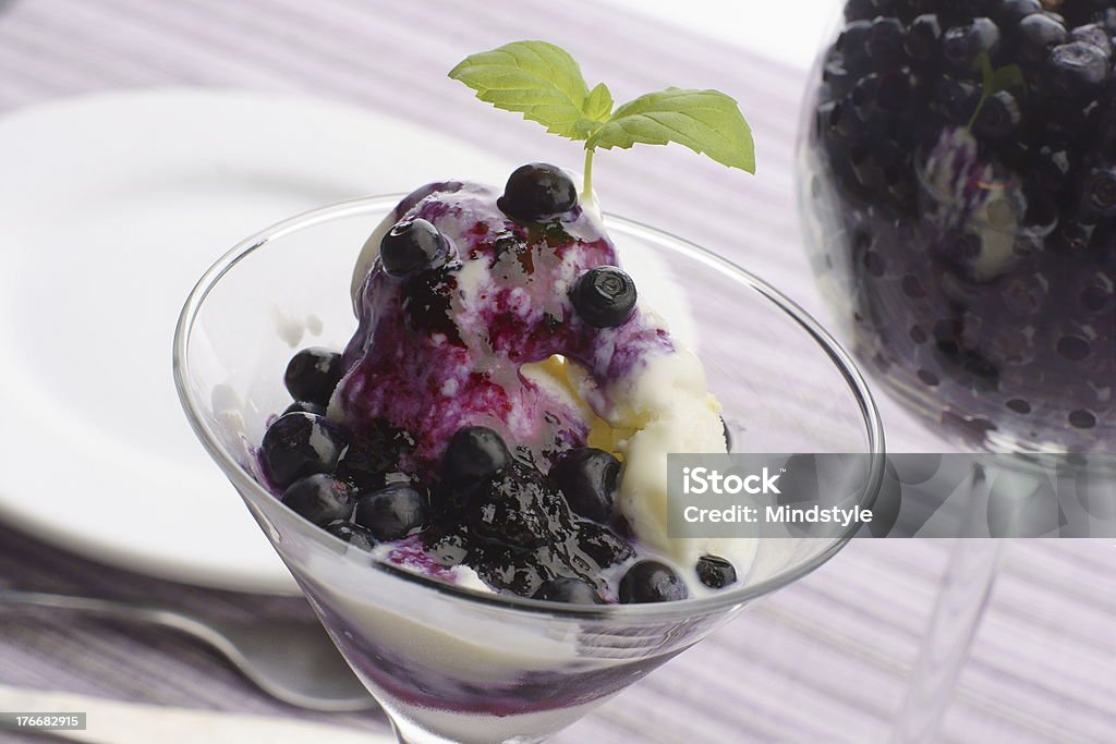 Ice cream Ice cream with blueberries and mint Berry Fruit Stock Photo