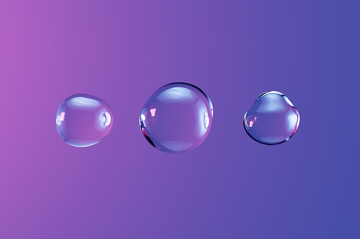 Molecule, bubble, drop on gradient background. Healthcare and medicine concept. Digitally generated image.