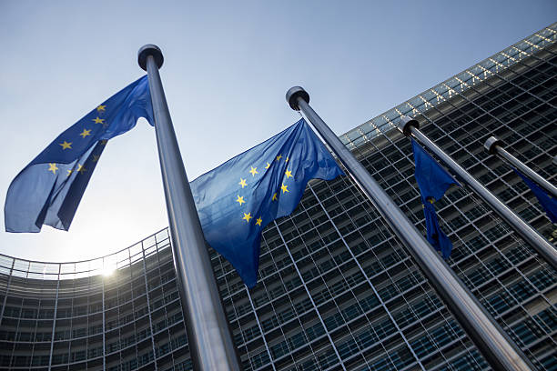 istock EU Commission building Europe Flags in Brussels 176683105