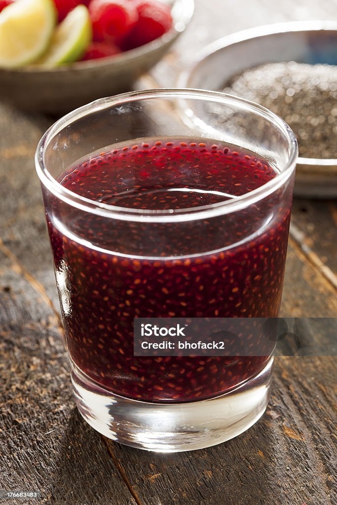 Raspberry and Chia Seed Beverage Organic Raspberry and Chia Seed Beverage against a background Acid Stock Photo