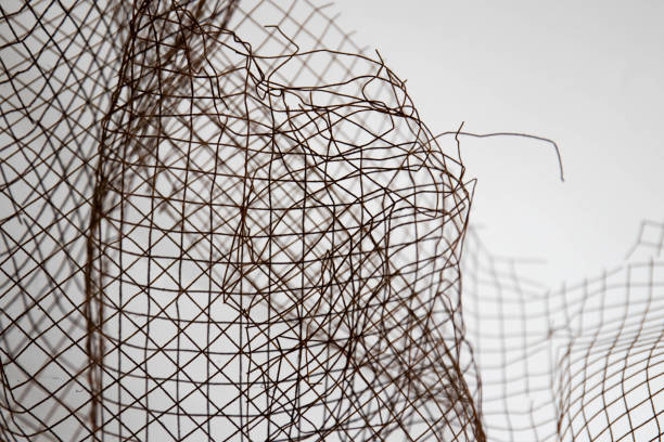 istock Free Form Curve of Black Rustic Wire Mesh 1766836473
