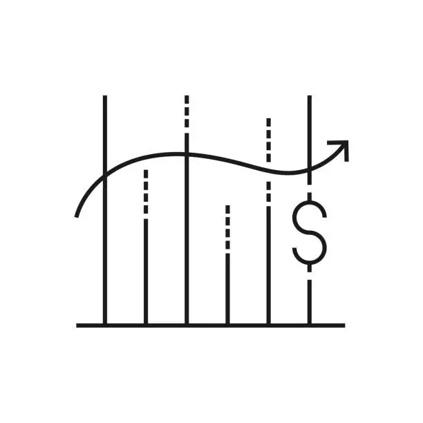 Vector illustration of FINANCIAL CHART Line Icon Vector Illustration. Icon Design for Logo, Mobile App, Website, UI, UX, Sign, Symbol.