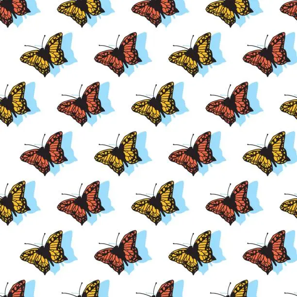 Vector illustration of Lacewing Butterfly Harmony Vector Pattern