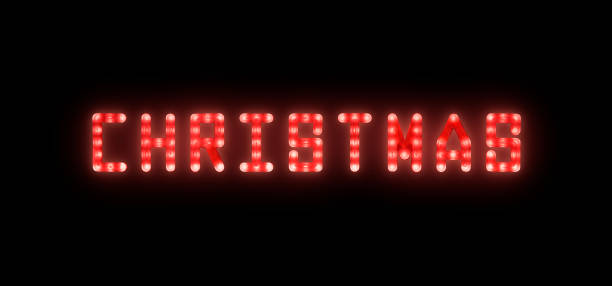 istock Red neon glowing led CHRISTMAS sign on black 1766853320