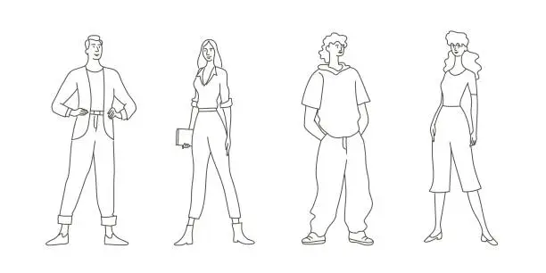 Vector illustration of Group of standing people.