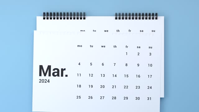 2024 Calendar Falling On Blue Background
