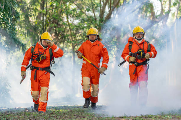 istock Firefighter in Full Protective Gear. Heroic Fireman Combats Intense Blaze with Life-Saving Equipment. 1766873933
