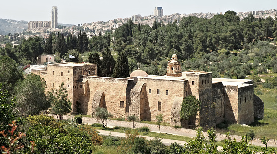 Jerusalem, 04. 18. 2023:\nWe see here the Monastery of the Cross in Jerusalem. \nThis ancient monastery was built on the site where some believe the tree from which the Cross of the Crucifixion came grew. It contains a beautifully preserved mosaic floor.