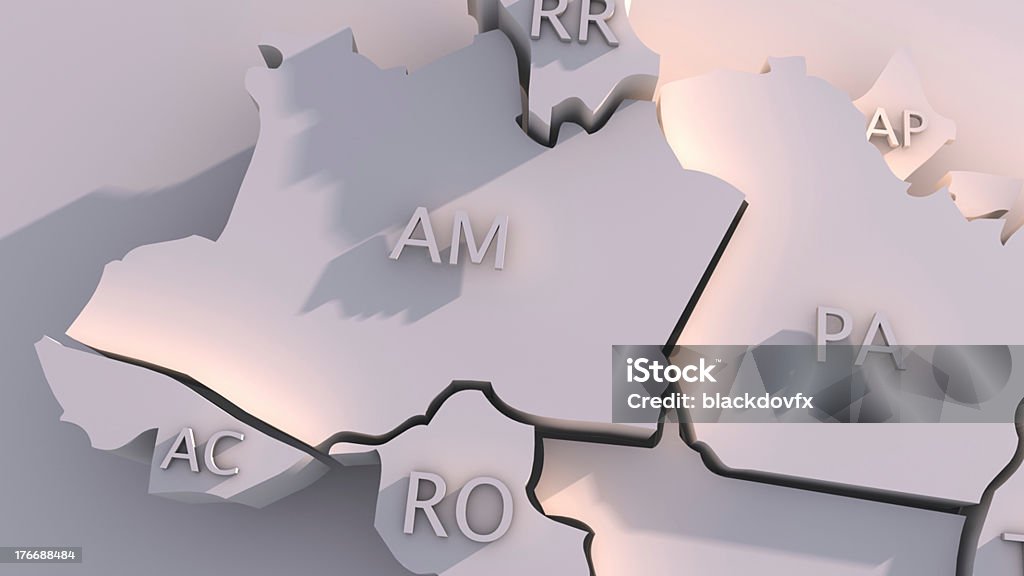 Brazil map with states 3D map of Federative Republic of Brazil with visible regions. Map Stock Photo