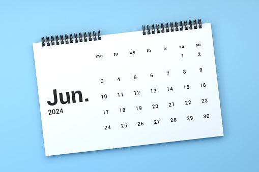 2024 June Calendar On Blue Background. Planning and Organization.