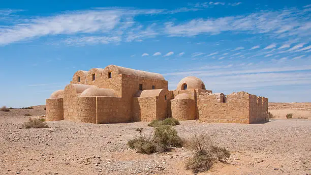 Qasr Amra, desert castle in Jordan. Built in 8th century by the Umayyad caliph Walid II, the castle is one of the most important examples of early Islamic art and architecture.
