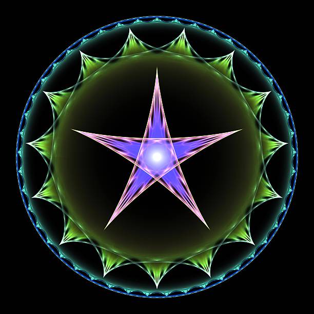 violet et vert pentangle abstrait fractal design - pentangle photos et images de collection