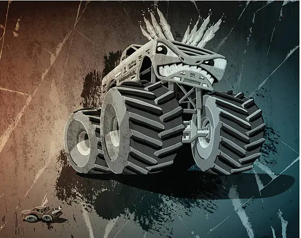 Vector illustration of Aggressive Monster Truck Grunge