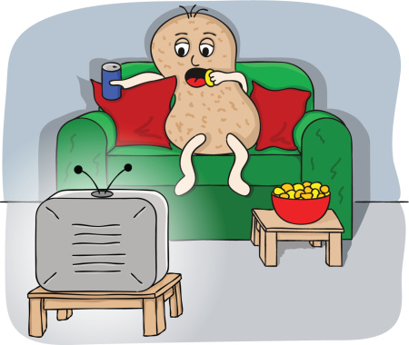 Couch Potato Watching Tv向量圖形及更多沙發圖片- 沙發, 薯類, 不健康的生活方式- iStock